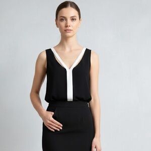 Cut-out Strappy Tank Top Black & White Sz L